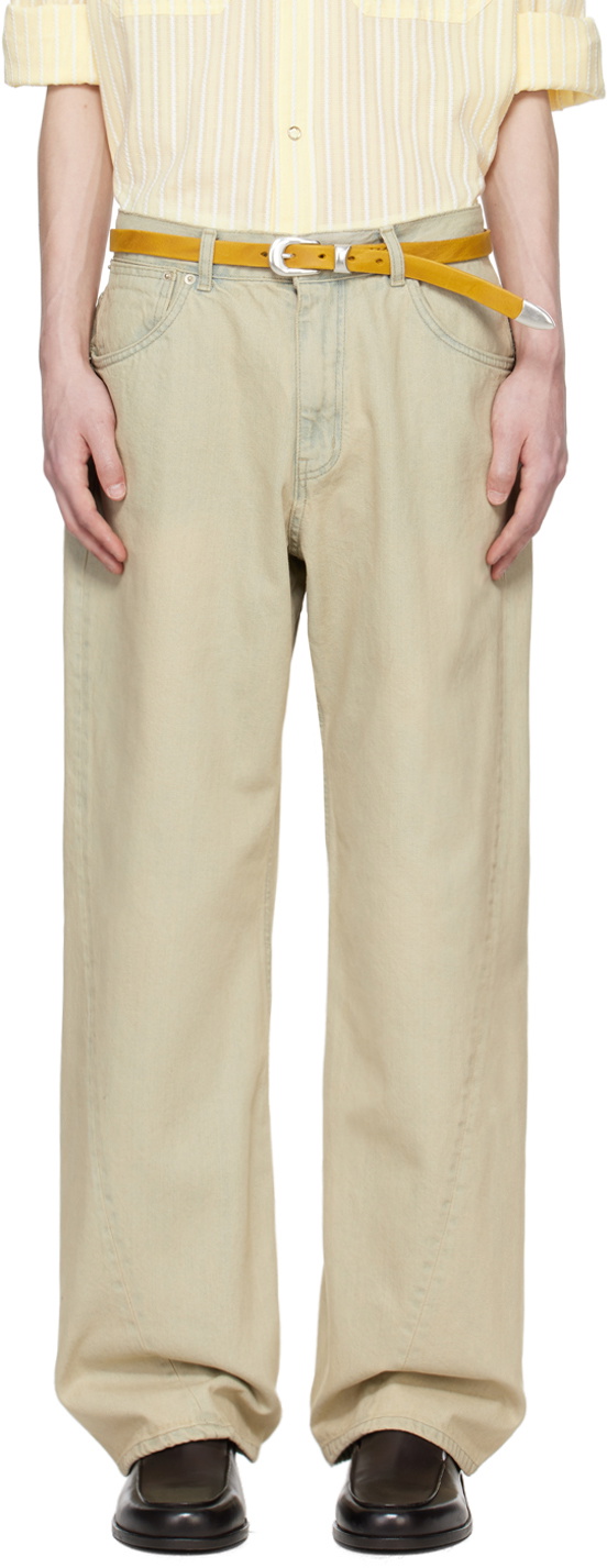 AFTER PRAY Beige Slash Jeans