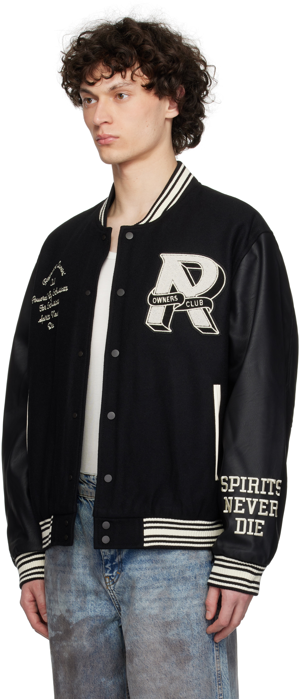 Represent Black 'Owners Club' Varsity Bomber Jacket