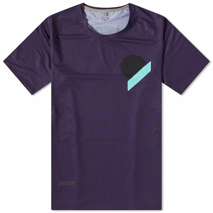 Photo: SOAR Men's Printed Tech T-Shirt in Purple