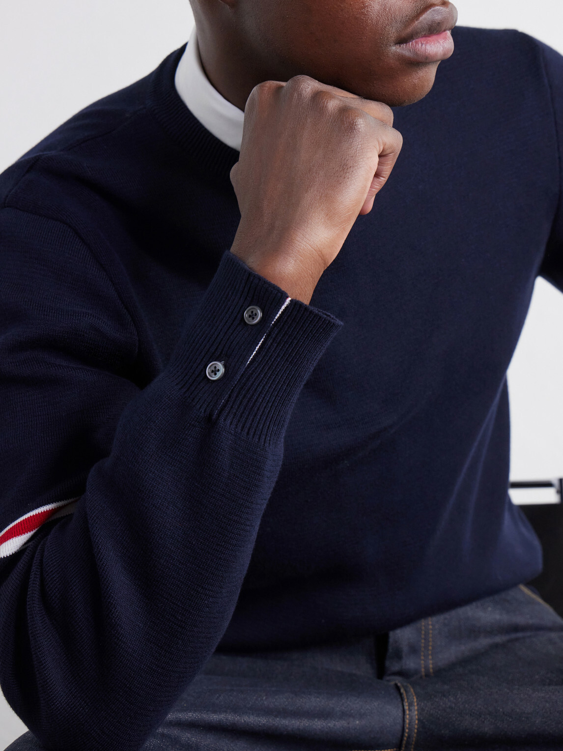 Thom Browne - Striped Cotton Sweater - Blue