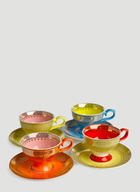 POLSPOTTEN Set of Four Grandma Espresso Cups and Saucers