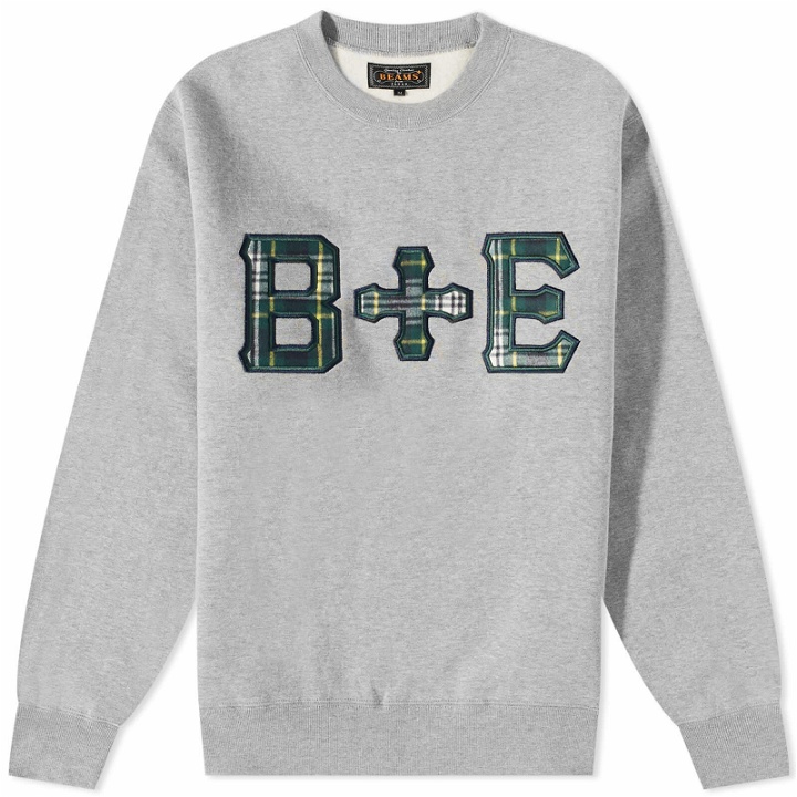 Photo: END. x Beams Plus 'Ivy League' Patch Logo Crew Sweat in Heather Grey