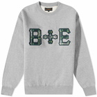 END. x Beams Plus 'Ivy League' Patch Logo Crew Sweat in Heather Grey