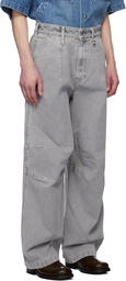WOOYOUNGMI Gray 3D Wide Jeans