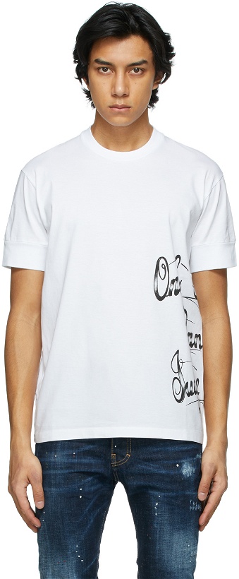 Photo: Dsquared2 White Ibrahimovic Edition Text T-Shirt