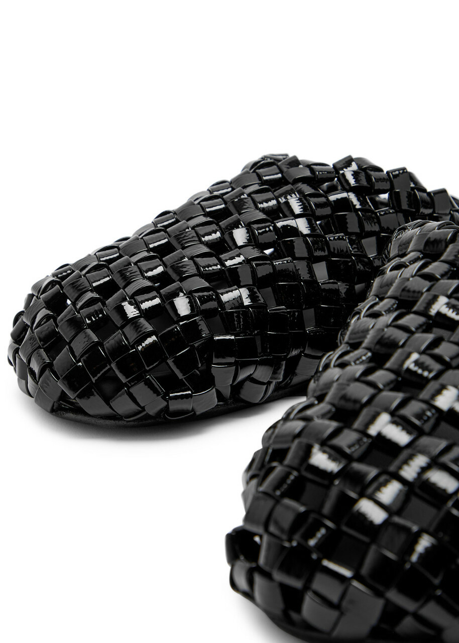A.W.A.K.E Mode Woven Patent Leather Mules Black