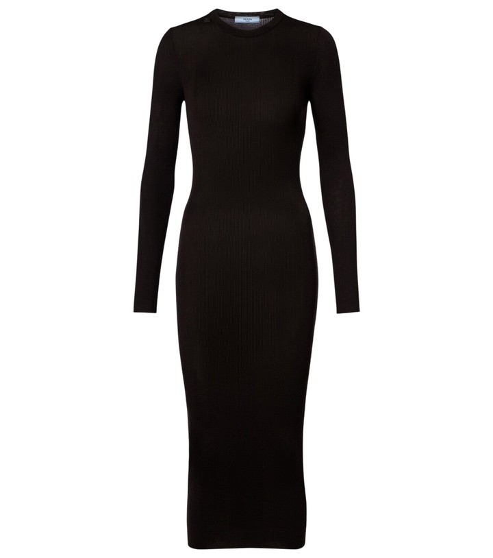 Photo: Prada Ribbed-knit virgin wool midi dress