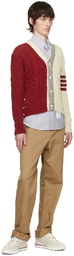 Thom Browne Red & Off-White Fun-Mix Cardigan