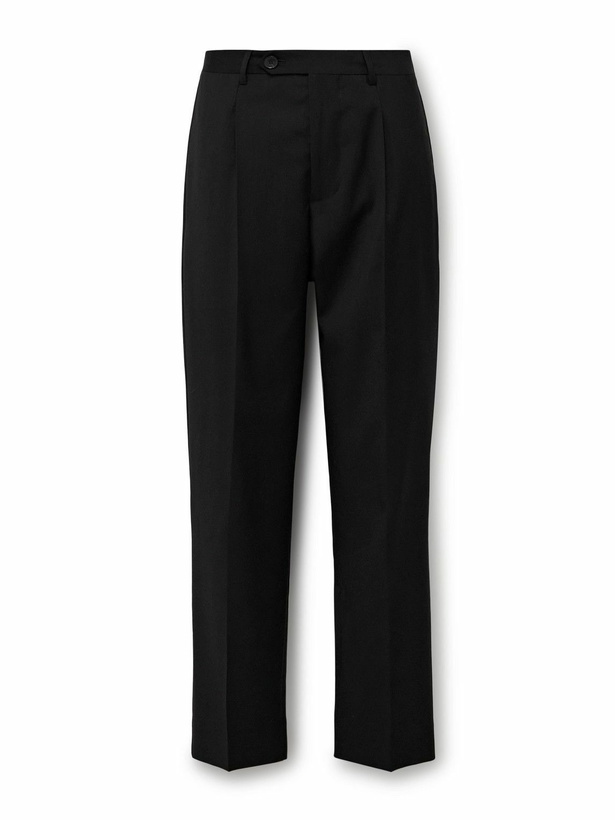 Photo: mfpen - Straight-Leg Pleated Wool-Crepe Suit Trousers - Black