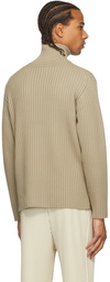 AURALEE Khaki Wool Half-Zip Sweater