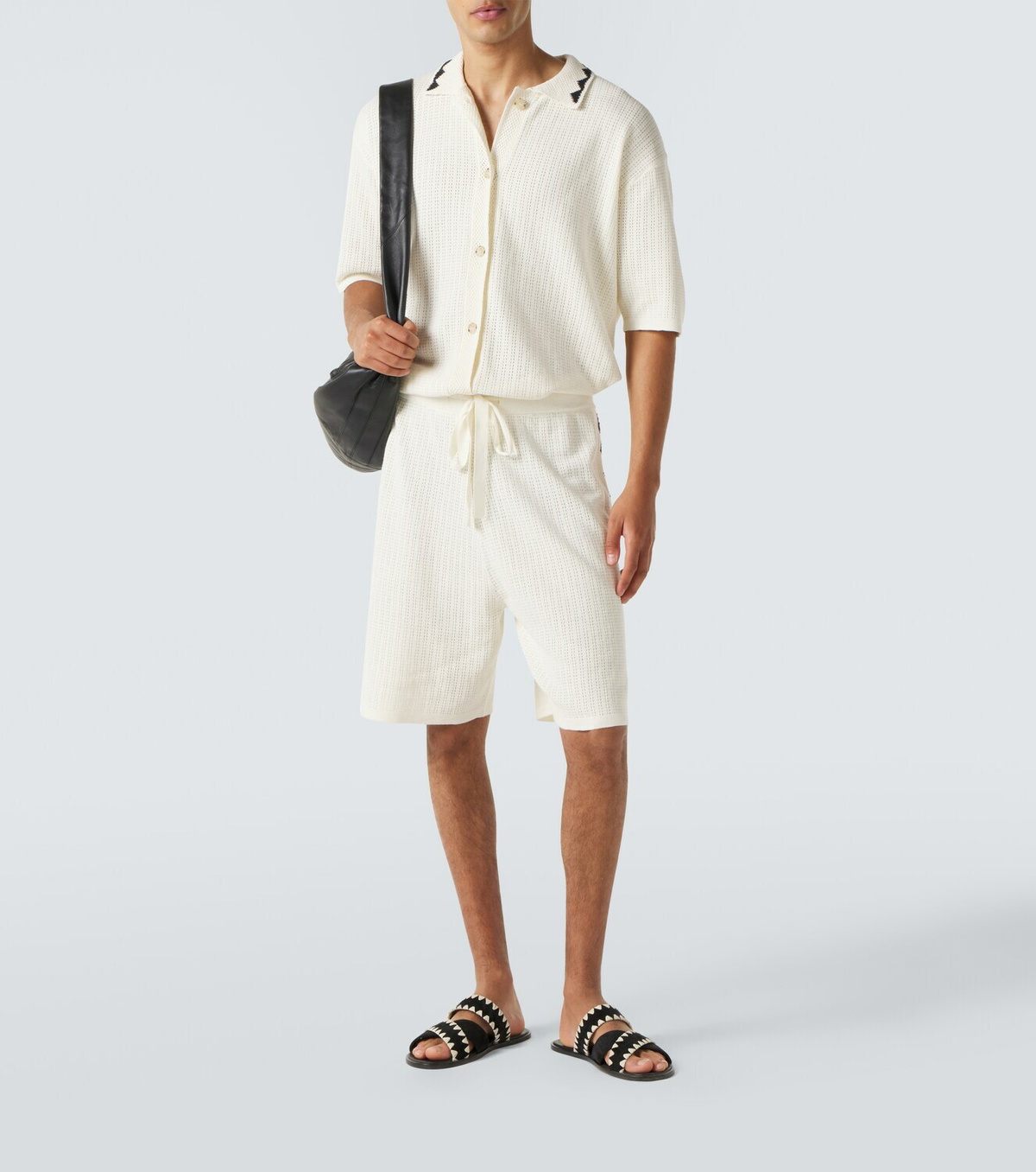 Commas Crochet cotton and hemp Bermuda shorts