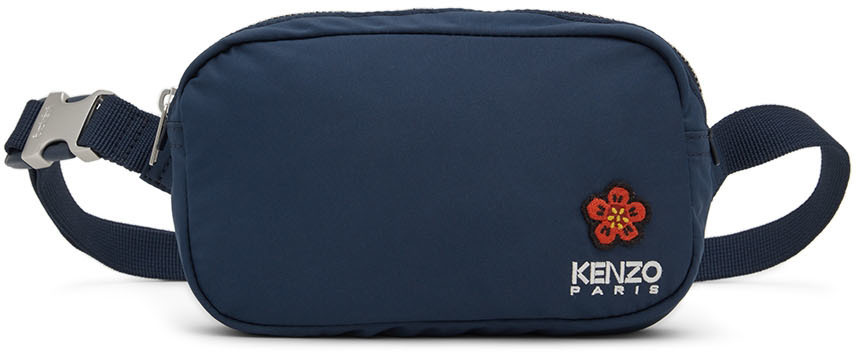 KENZO online NAVY BLUE GRAPHIC LETTERING CLUTCH BAG