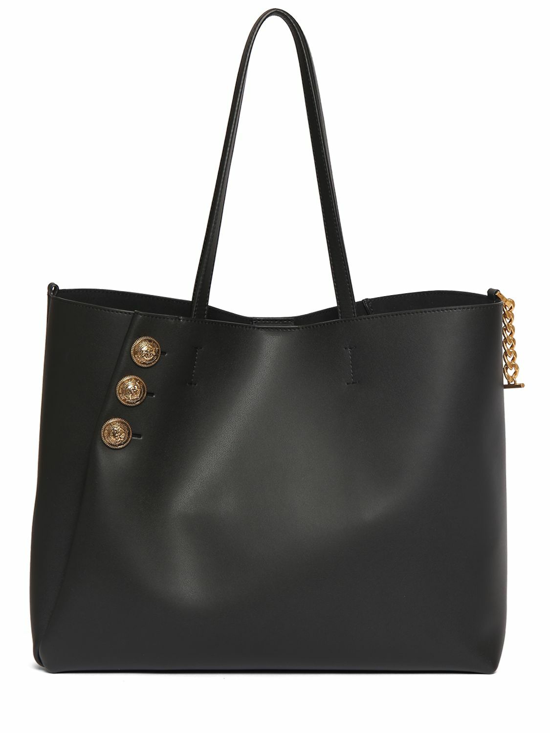 【関税込み】Balmain ブラック Embleme レザー トートバッグ Balmain 1945 Crinkled Leather Tote Bag | Saks Fifth Avenue
