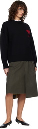 AMI Paris Black Wool Crewneck Ami de Coeur Sweater