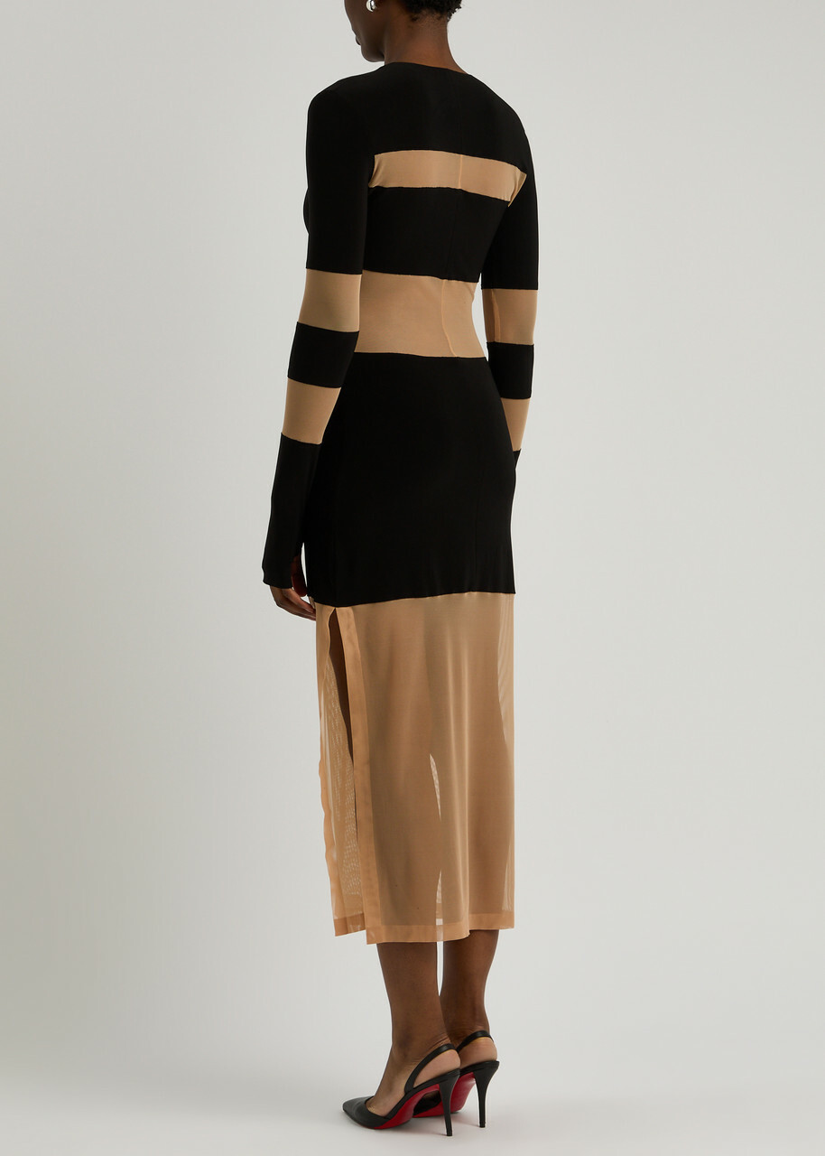 Norma Kamali Tulle and Stretch-jersey Midi Dress Black