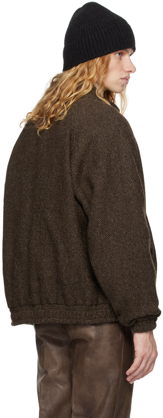 AURALEE Brown Lama Shetland Wool Tweed Zip Jacket Auralee AURALEE Brown Lama Shetland Wool Tweed Zip Jacket Auralee