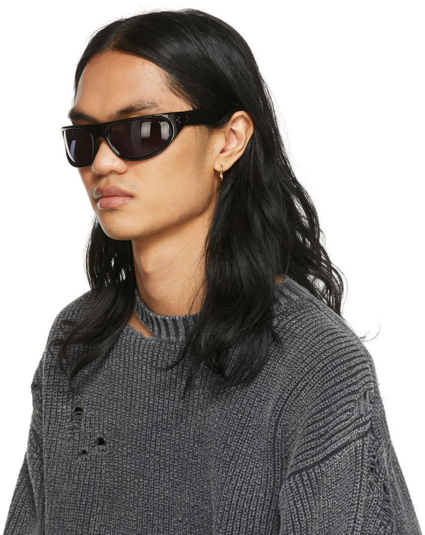 Miharayasuhiro Black BLANC Edition Oval Sunglasses Maison MIHARA