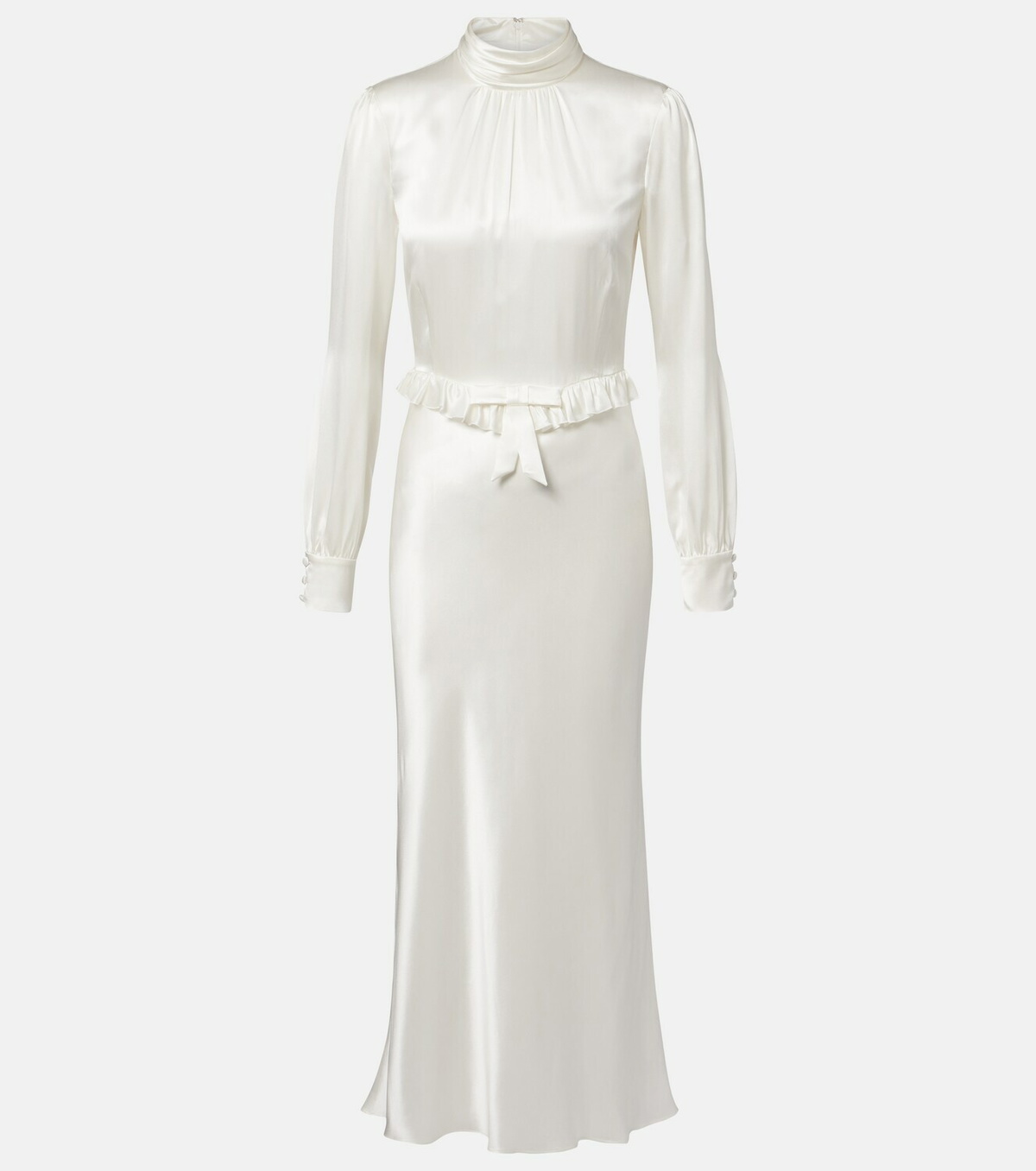 Alessandra Rich Bow-detail ruffled silk satin midi dress