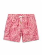 Hartford - Straight-Leg Mid-Length Paisley-Print Recycled Swim Shorts - Pink