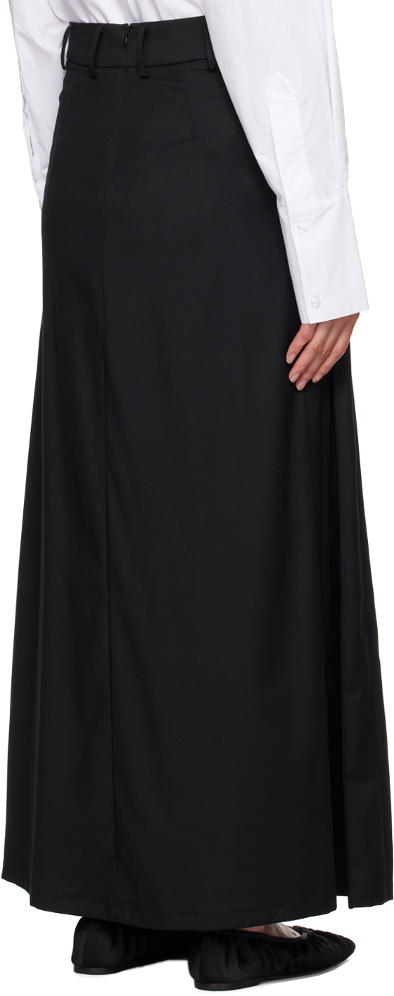 REMAIN Birger Christensen Black Pleated Suiting Maxi Skirt