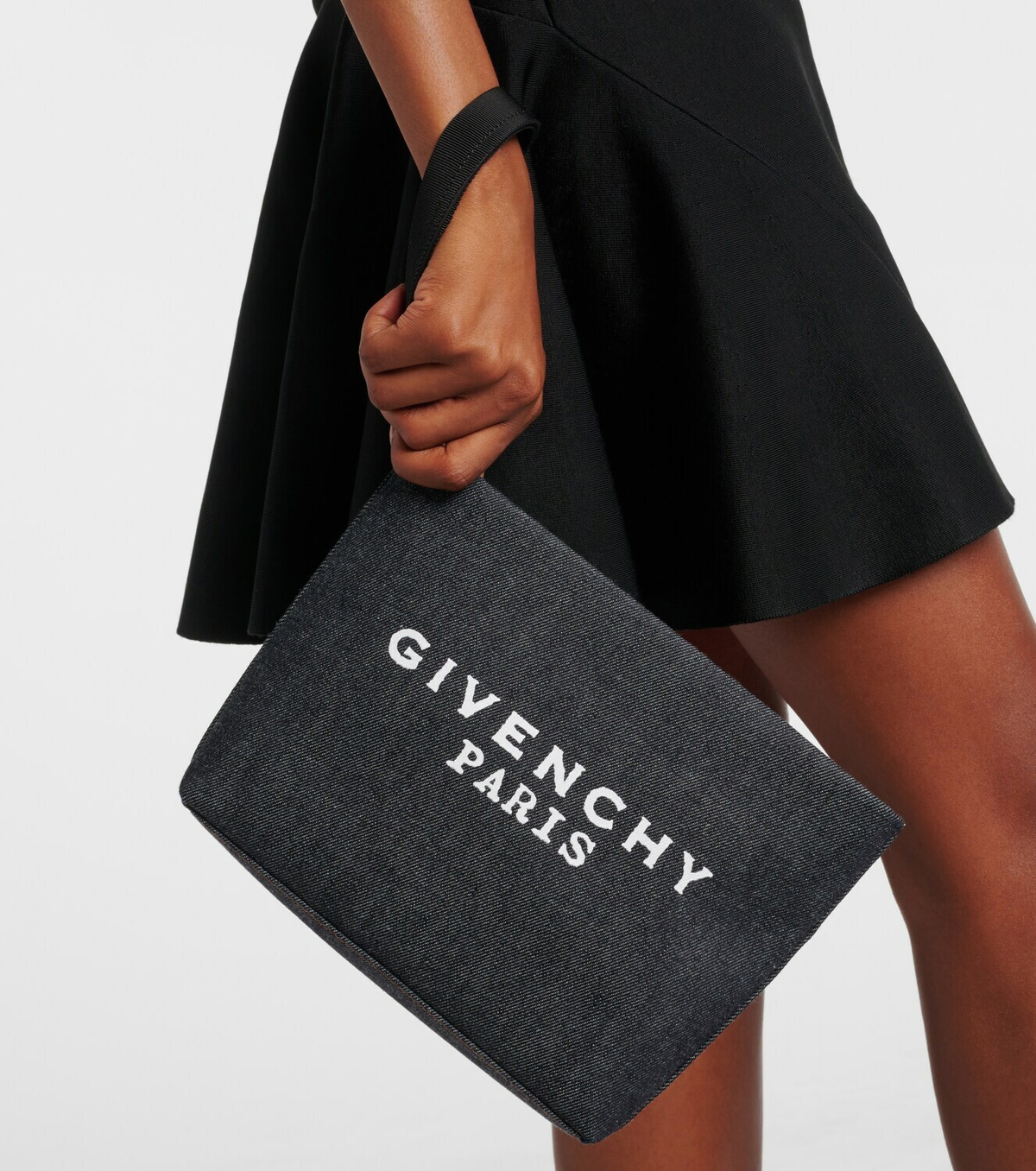 Givenchy Logo cotton denim pouch