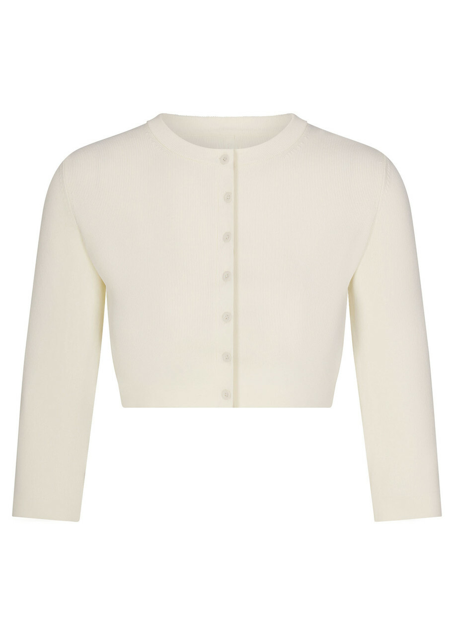 Skims Cropped Knit Cardigan Natural