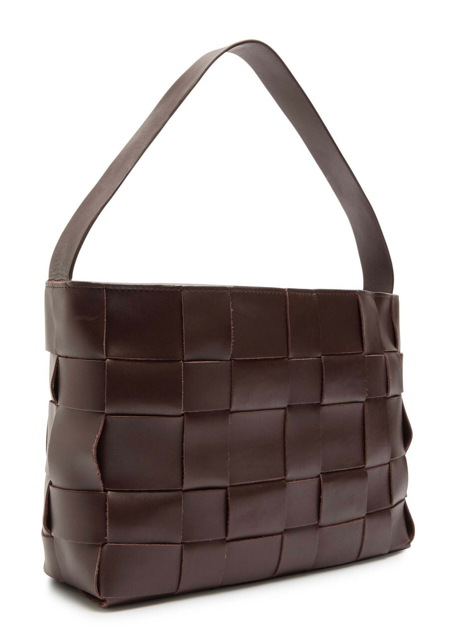 ST. Agni Woven Mini Leather Tote - Chocolate - One Size