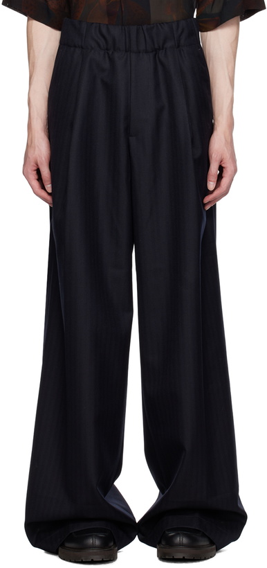 Photo: Dries Van Noten Navy Striped Trousers