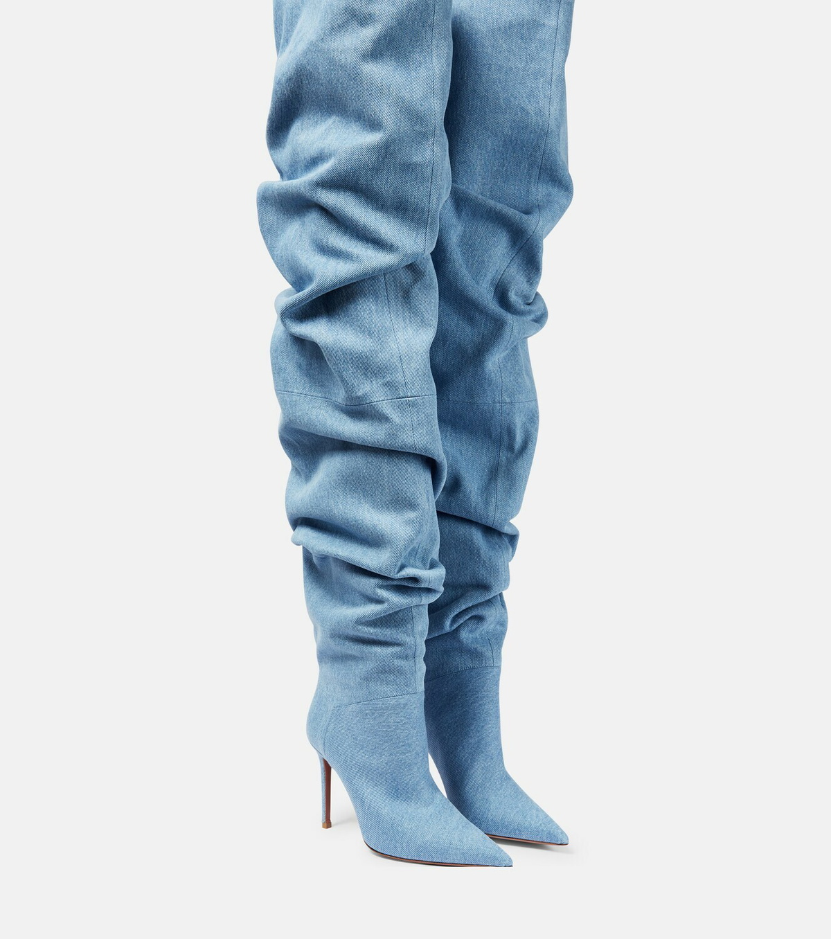 Amina Muaddi - Jahleel denim over-the-knee boots