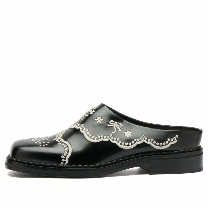 Photo: Simone Rocha Women's Floral Lace Mules in Black/Cream