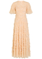 Needle & Thread Carmen Ruffled Tulle Gown Pink