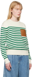 Staud Off-White & Green Sunset Sweater