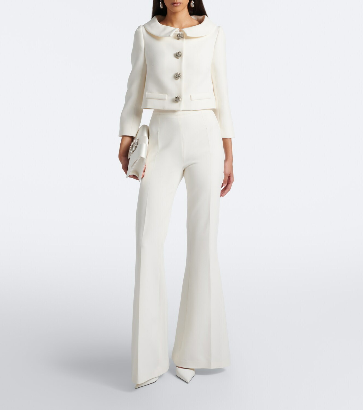 Safiyaa Bridal Brigitta cropped crêpe jacket