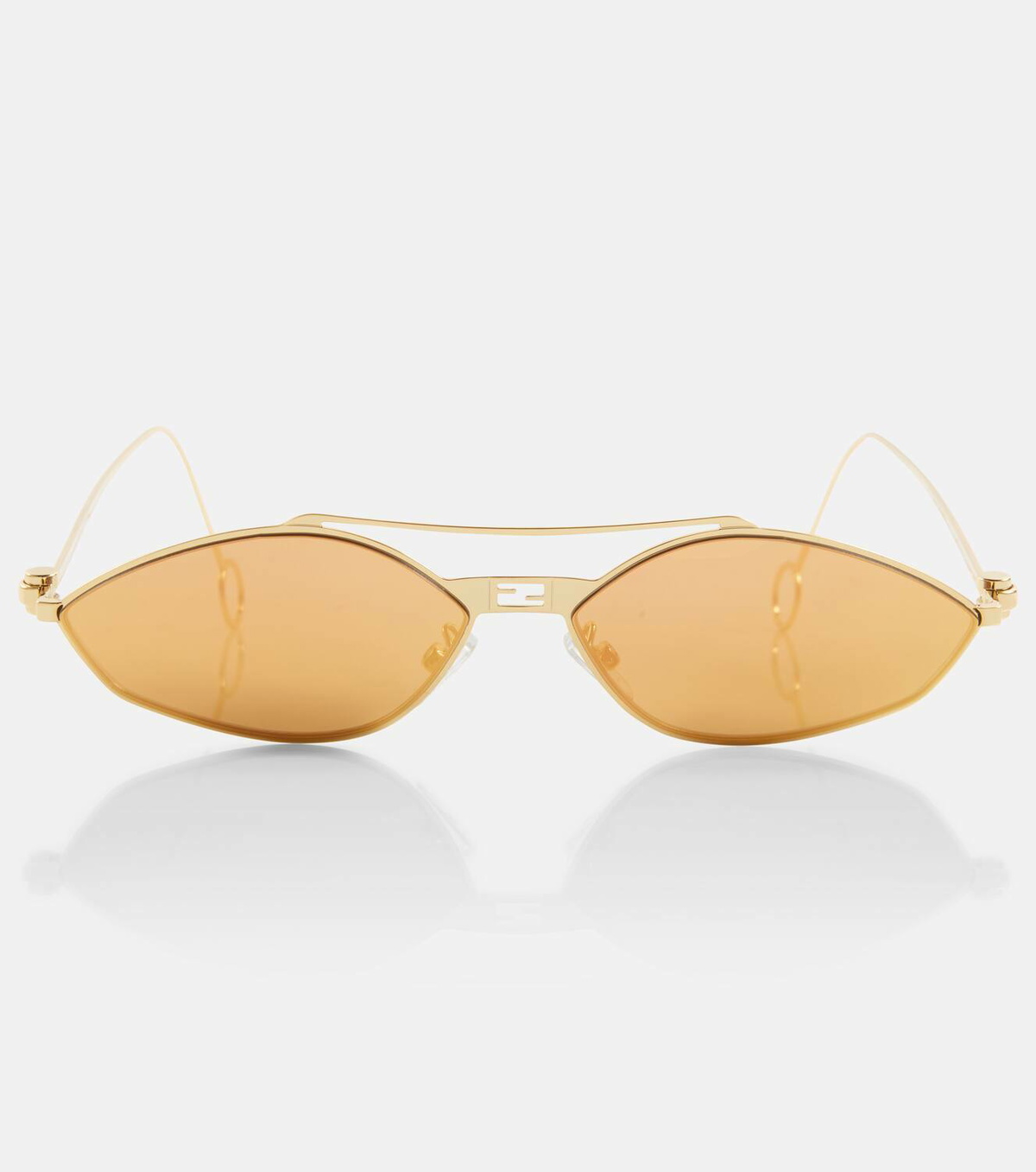 【送料&関税込】Fendi Oval Sunglasses FENDI EYEWEAR Rimless oval-frame crystal-embellished gold