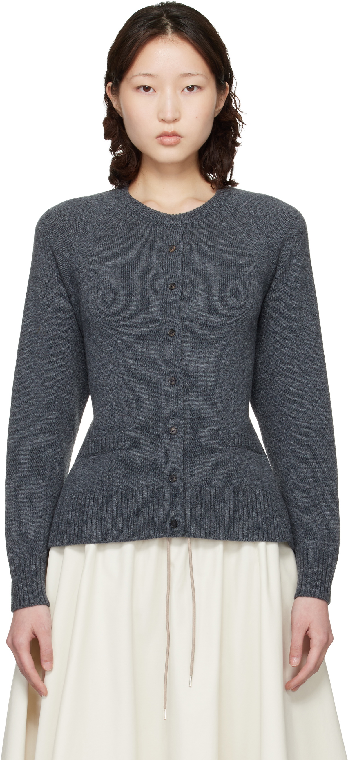 Cordera Gray Merino Wool Open-Back Cardigan