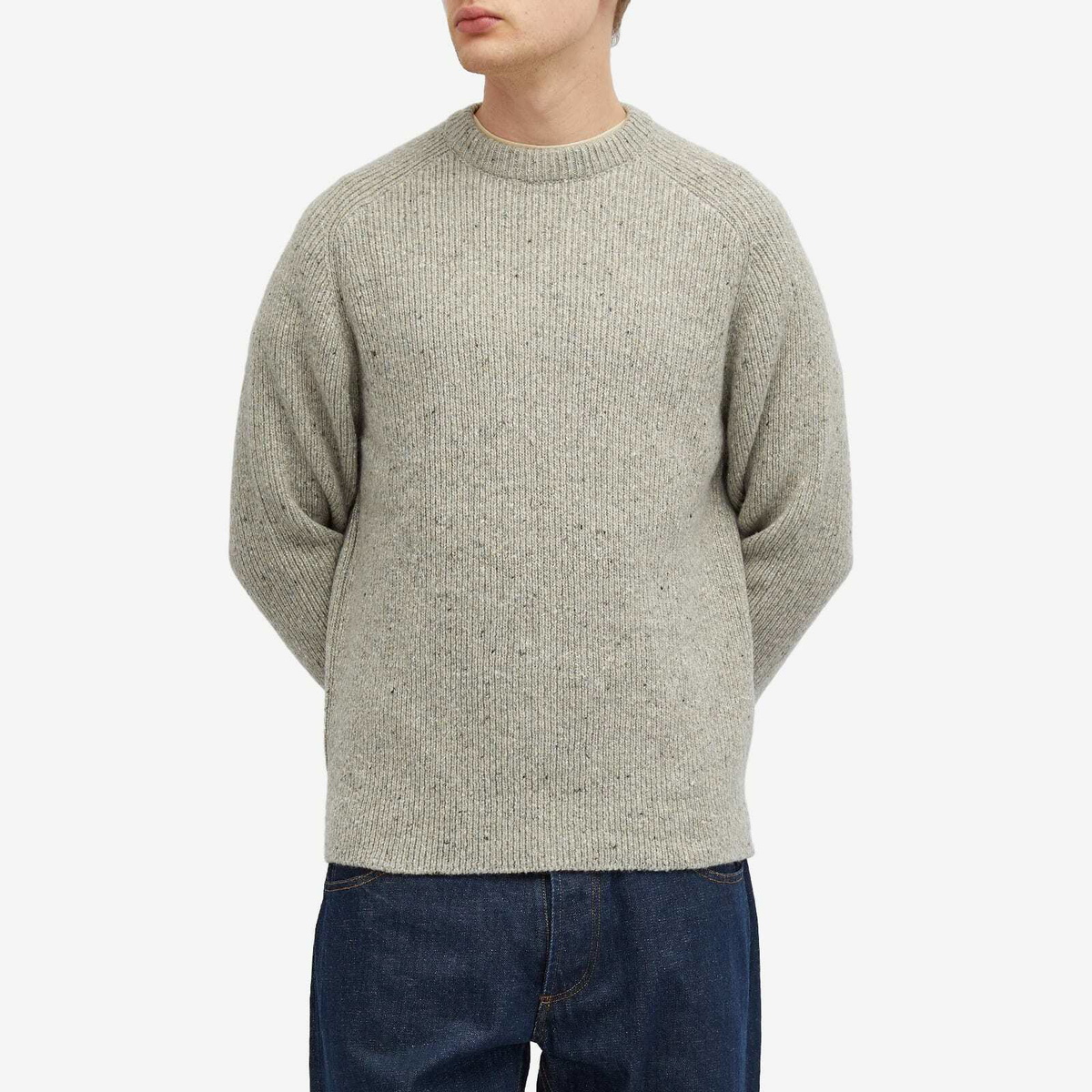 Foret Men's Cone Rib Knit Sweatshirt in Light Grey Melange