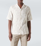 Brunello Cucinelli Paisley linen bowling shirt