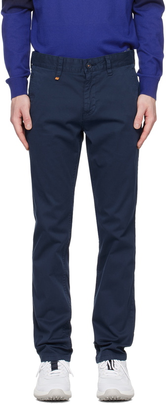 Photo: BOSS Navy Slim-Fit Trousers