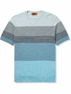 Missoni - Slim-Fit Striped Crochet-Knit Cotton T-Shirt - Blue