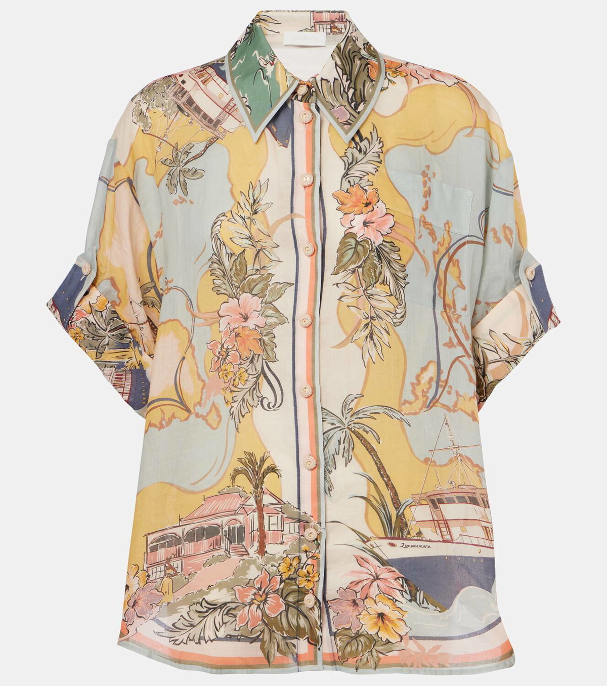 Zimmermann Tallow floral ramie shirt