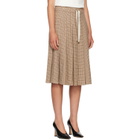 Moncler Beige Viscose & Wool Stretch Microcheck Midi Skirt