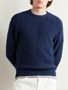 Noah - Cotton-Blend Bouclé Sweater - Blue
