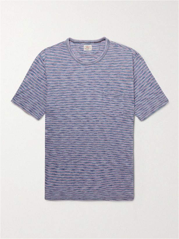 Photo: FAHERTY - Striped Cotton-Jersey T-Shirt - Blue