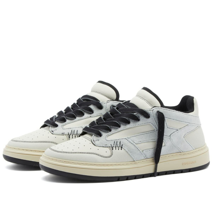 Photo: Represent Men's Reptor Leather Sneakers in Vintage White/Black
