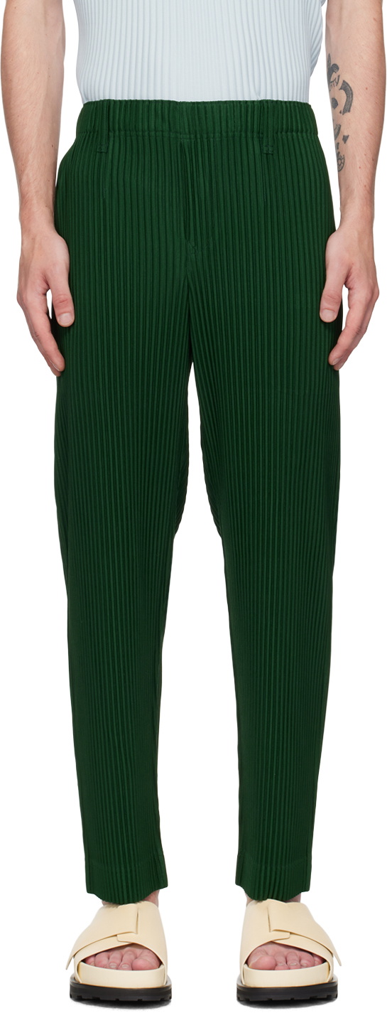 HOMME PLISSÉ ISSEY MIYAKE Green Tailored Pleats 1 Trousers Homme