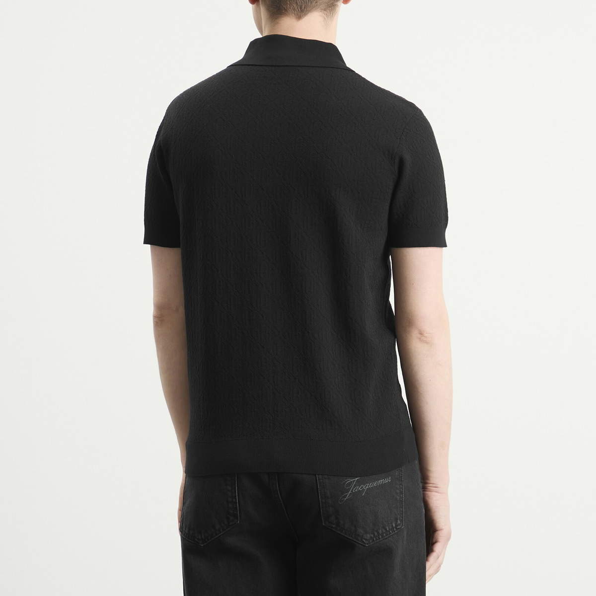 Casablanca Men's Pointelle Monogram Polo in Black