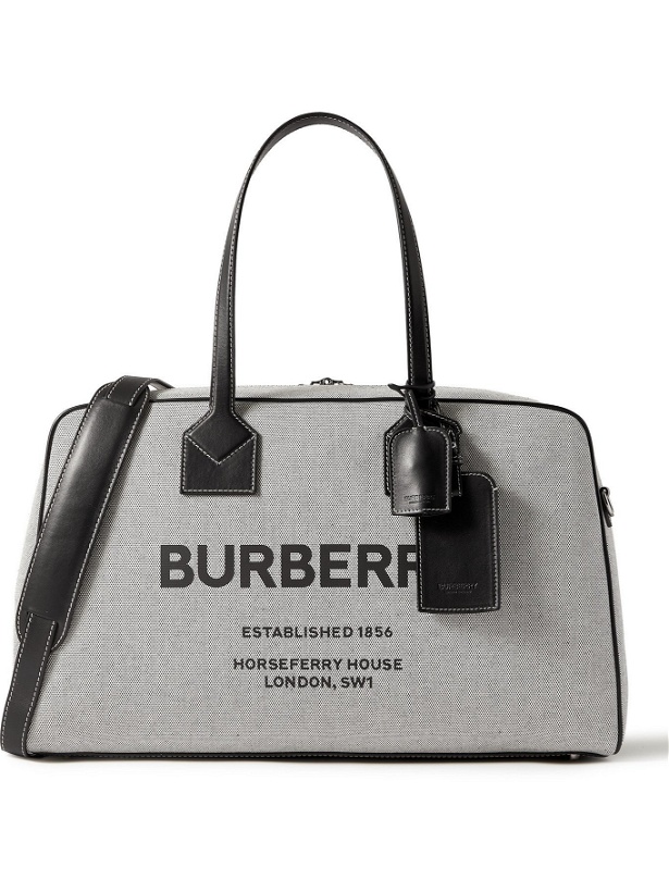 Photo: BURBERRY - Logo-Print Leather-Trimmed Canvas Holdall
