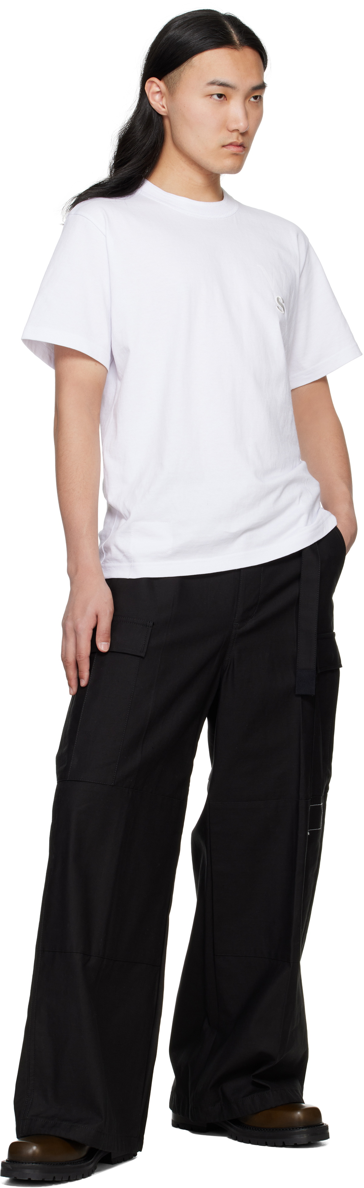 sacai Black WTAPS Edition Cotton Back Satin Cargo Pants Sacai