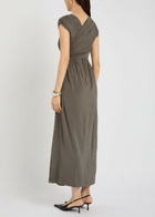 Tove Freja Cross-over Ruched Stretch-jersey Midi Dress Dark Green