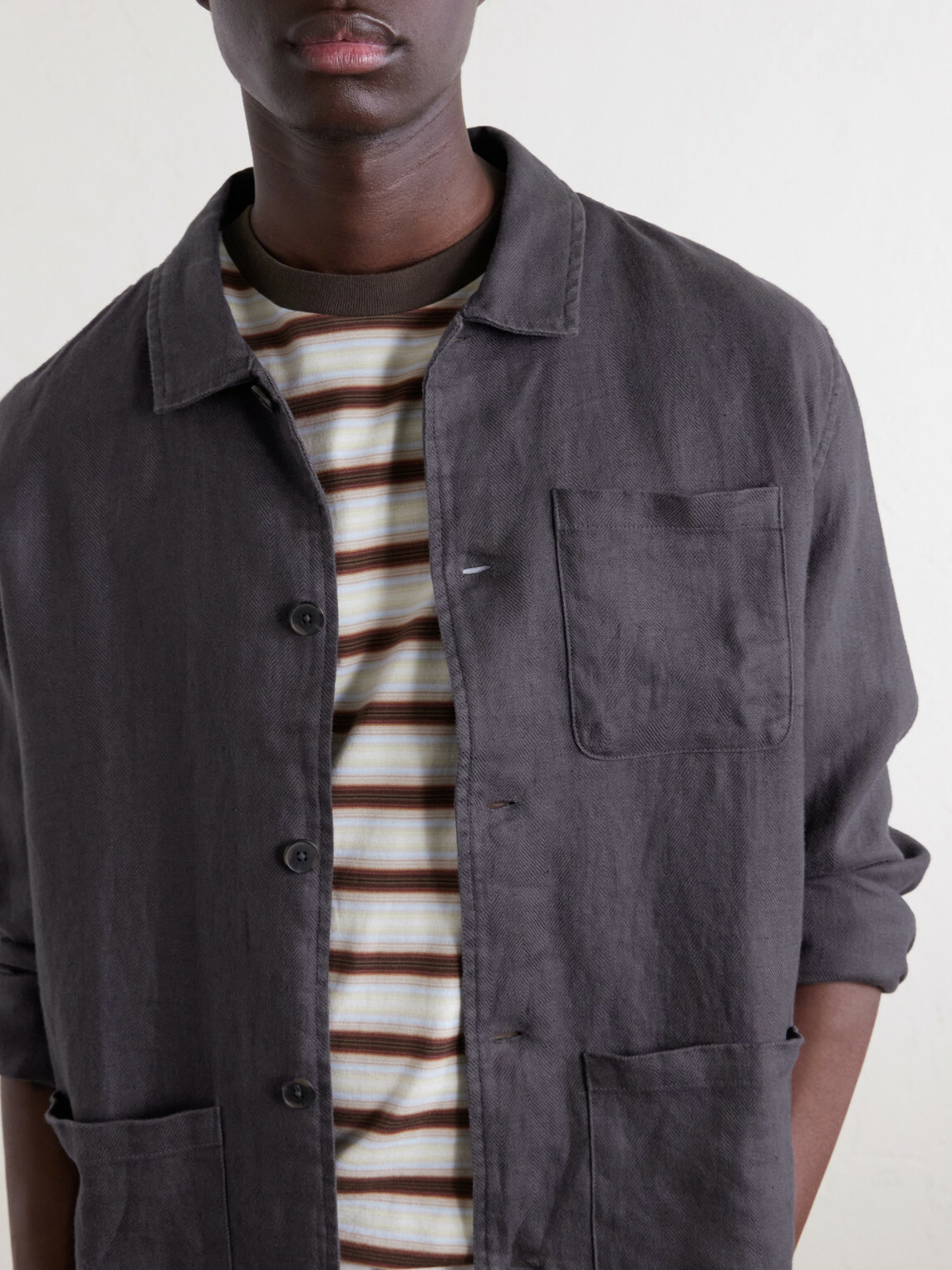 Onia - Herringbone Linen Overshirt - Brown